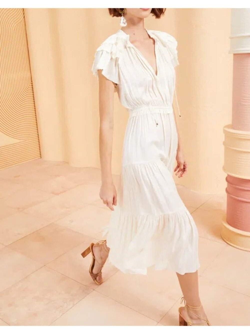 Ulla Johnson Blaire Midi Dress, Blanc , Cream, Size 8, NWT - Picture 4 of 15